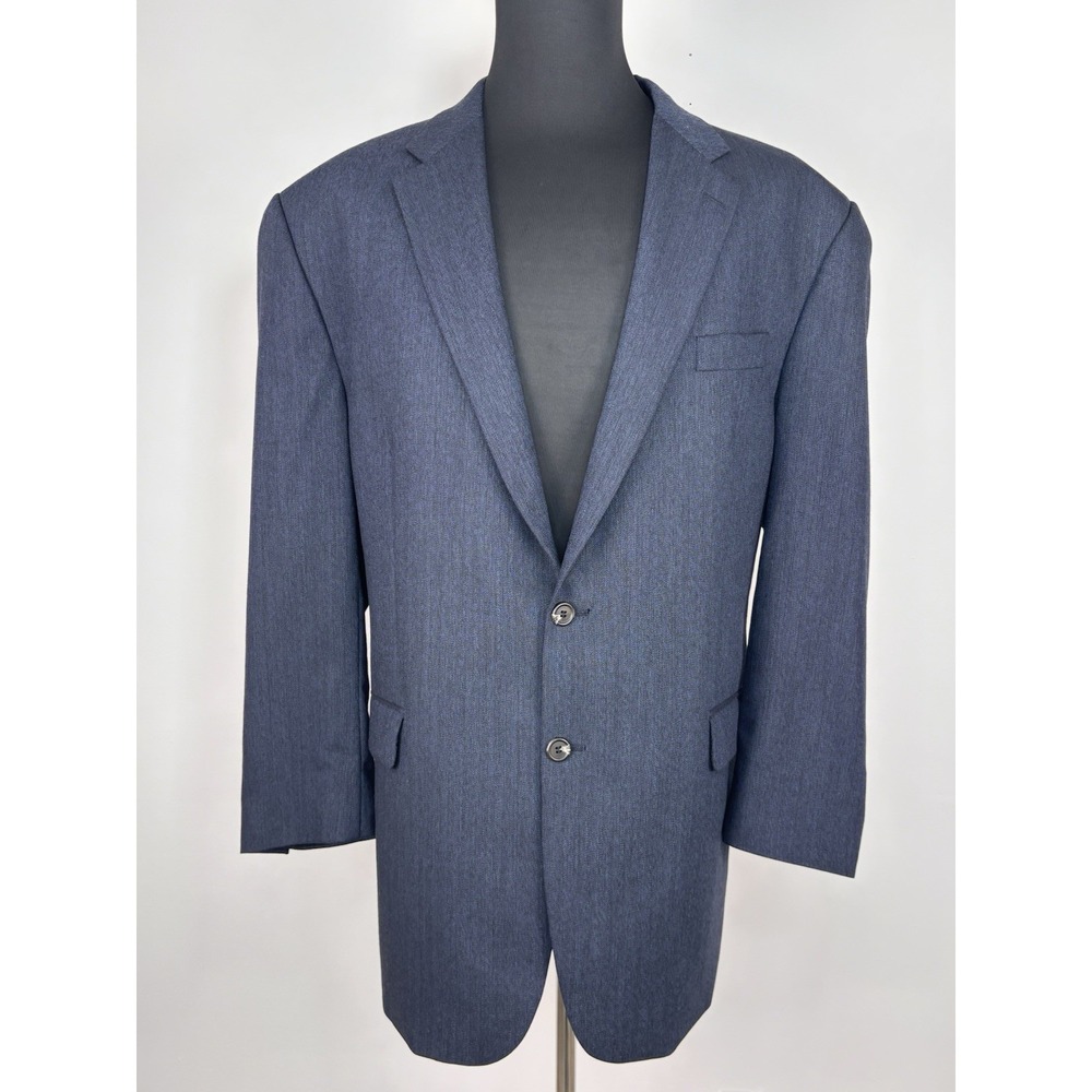Vintage Lauren Ralph Lauren Blazer Men 48L Navy Blue Herringbone Wool Jacket 90s